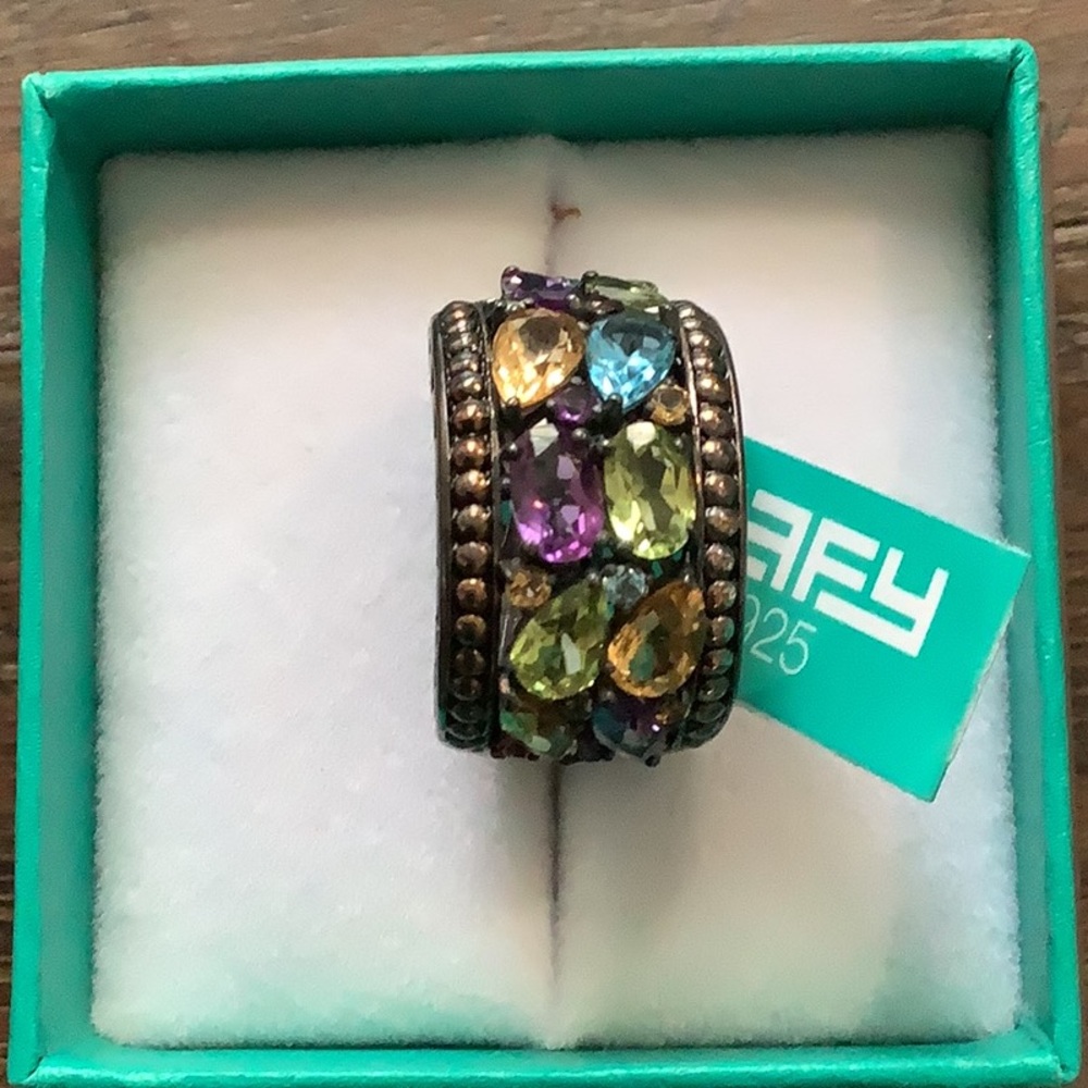 Effy Multi Gemstone Ring in 925 Sterling Silver/18K Yellow Gold,